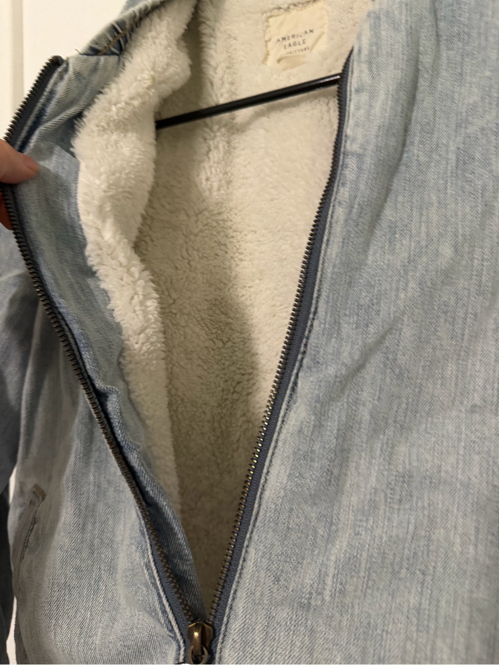 American Eagle Outfitters Light Blue Denim Bomber Jacket - Picture 5 of 9